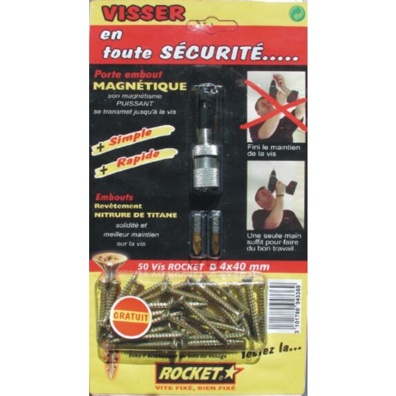 Porte embouts+2 embouts pz n°2+50 vis rocket 4x40