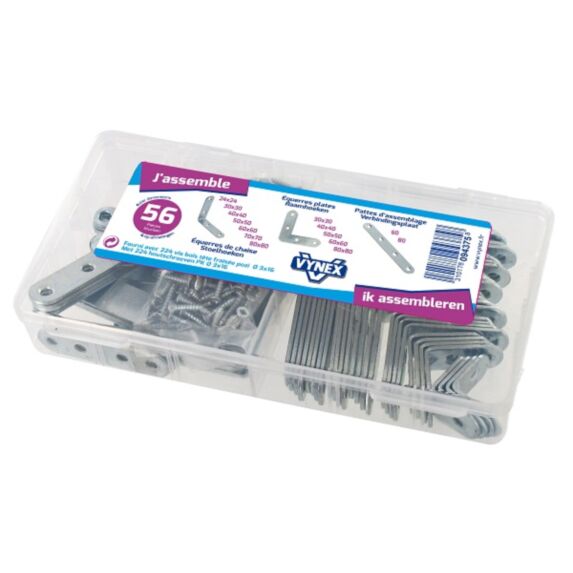 Coffret équerres et pattes d'assemblage x56 - VYNEX