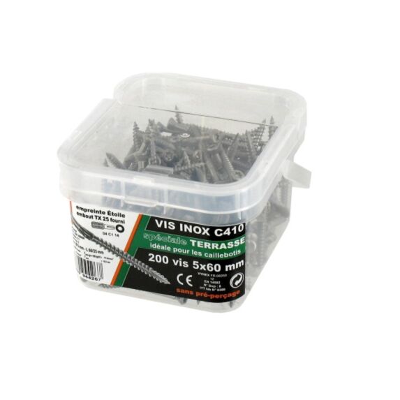 Vis terrasse inox c410 5x60 seau de 200 pièces - VYNEX