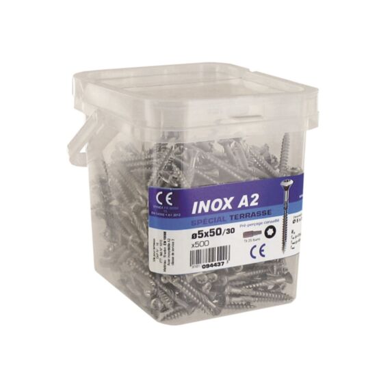 500 vis terrasse tête fraisée étoile inox A2 5x50