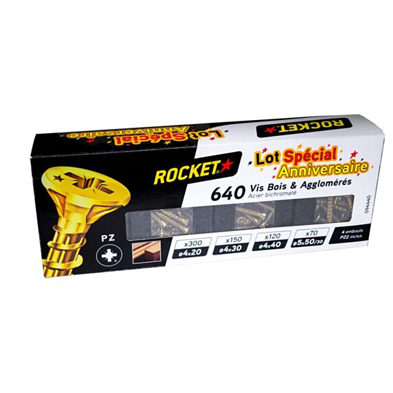 Boite de 640 vis bois et agglomérés - ROCKET