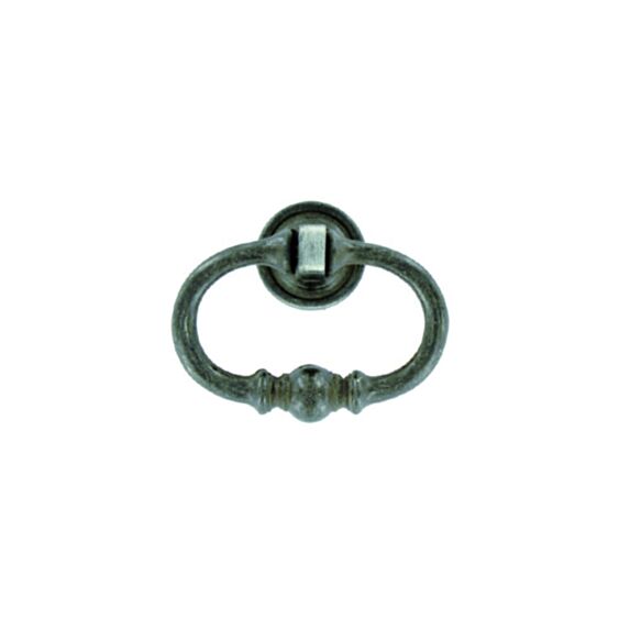Poignée rustique ovale métal finition vieil argent 55x40mm