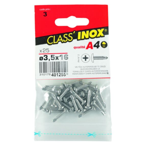 Vis tôle autoperceuse x 25 TC A4 3.5x16 - VYNEX