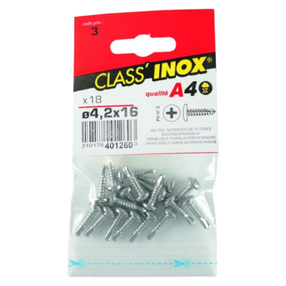 Vis tôle autoperceuse x 18 TC A4 4.2x16 - VYNEX