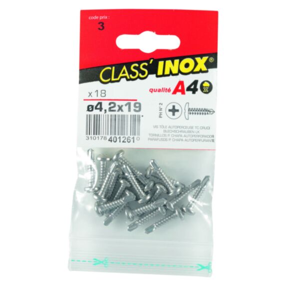 Vis tôle autoperceuse x 18 TC A4 4.2x19 - VYNEX