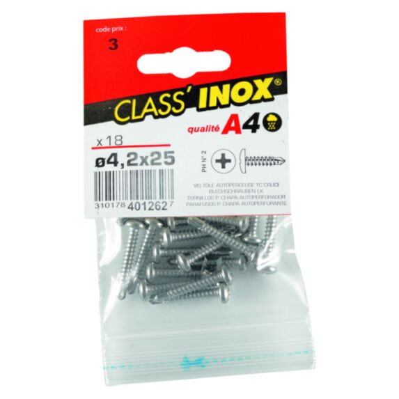Vis tôle autoperceuse x 18 TC A4 4.2x25 - VYNEX