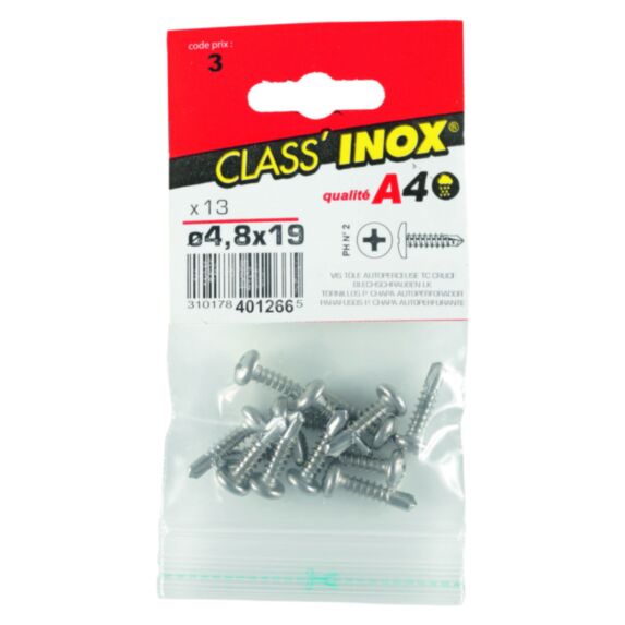 Vis tôle autoperceuse x 13 TC A4 4.8x19 - VYNEX