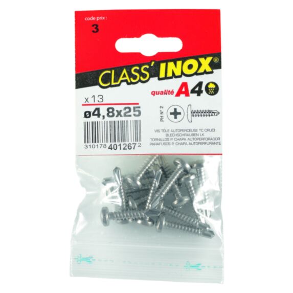 Vis tôle autoperceuse x 13 TC A4 4.8x25 - VYNEX