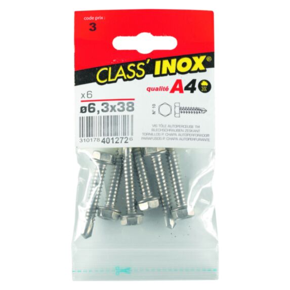 Vis tôle autoperceuse x 6 TH A4 6.3x38 - VYNEX