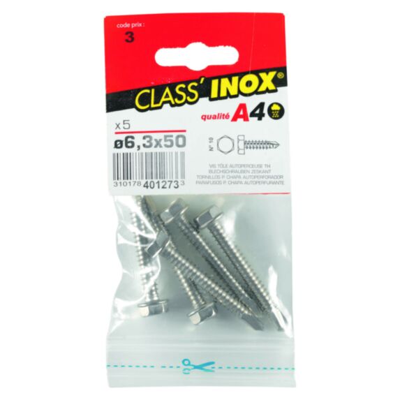 Vis tôle autoperceuse x 5 TH A4 6.3x50 - VYNEX