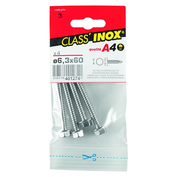 Vis tôle autoperceuse x 4 TH A4 6.3x60 - VYNEX