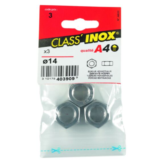 Ecrous hexagonal x 3 inox A4 D14 - VYNEX