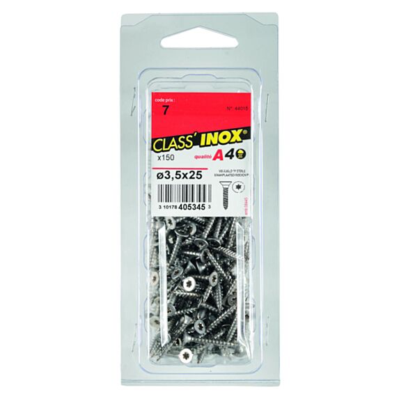 150 Vis agglo tête fraisée étoile inox A4 3,5x25 - CLASS'INOX