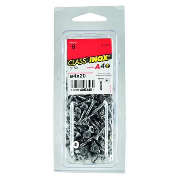 150 Vis agglo tête fraisée étoile inox A4 4x20 - CLASS'INOX