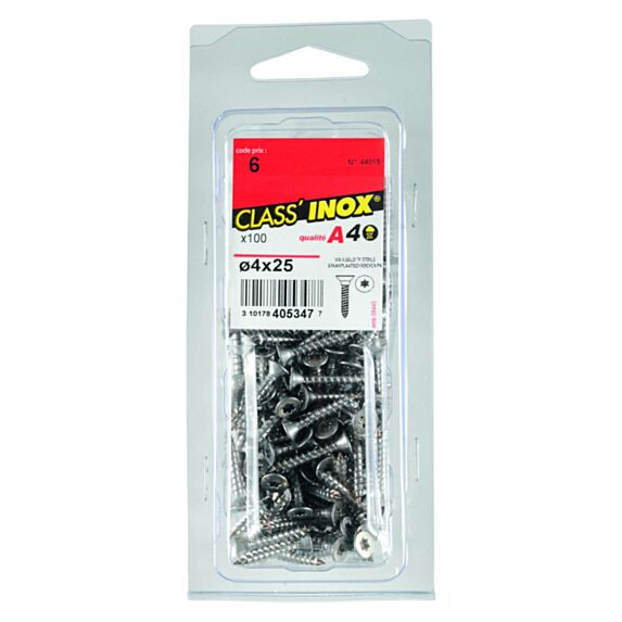 100 Vis agglo tête fraisée étoile inox A4 4x25 - CLASS'INOX