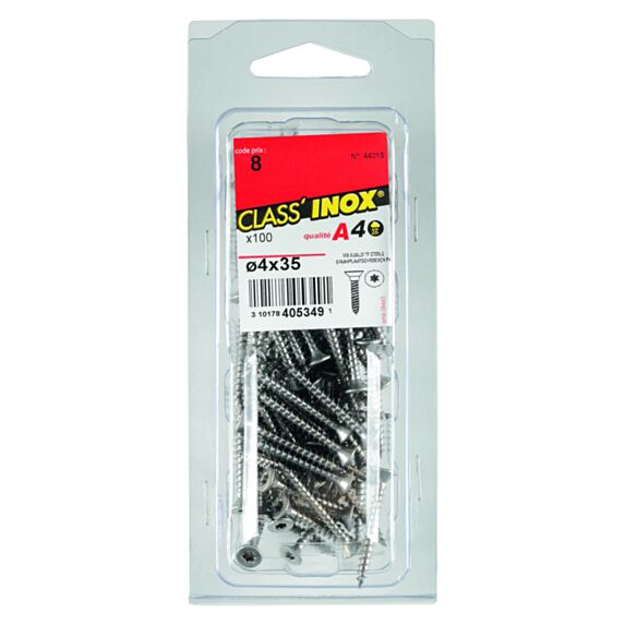 100 Vis agglo tête fraisée étoile inox A4 4x35 - CLASS'INOX