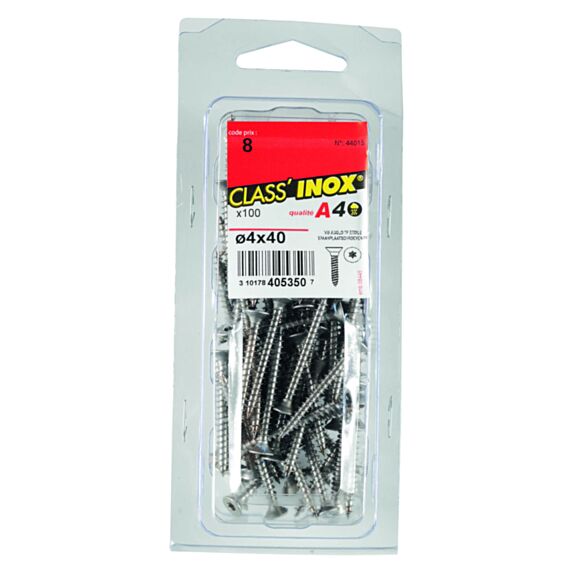 100 Vis agglo tête fraisée étoile inox A4 4x40 - CLASS'INOX