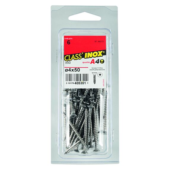 50 Vis agglo tête fraisée étoile inox A4 4x50 - CLASS'INOX