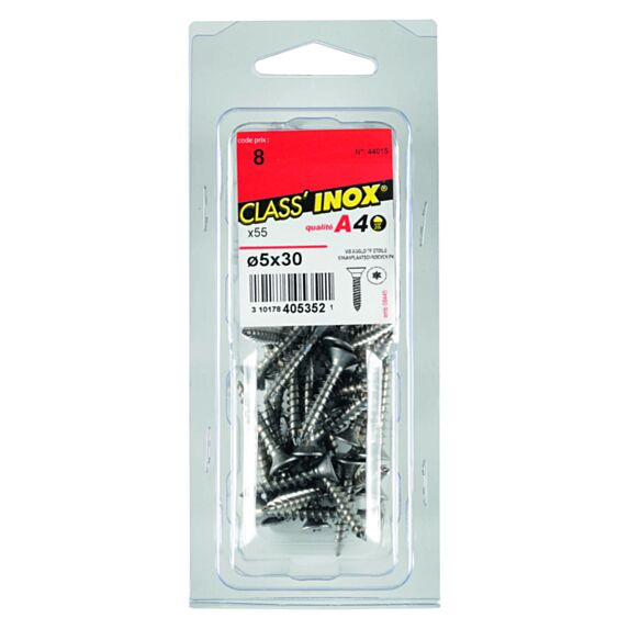 55 Vis agglo tête fraisée étoile inox A4 5x30 - CLASS'INOX