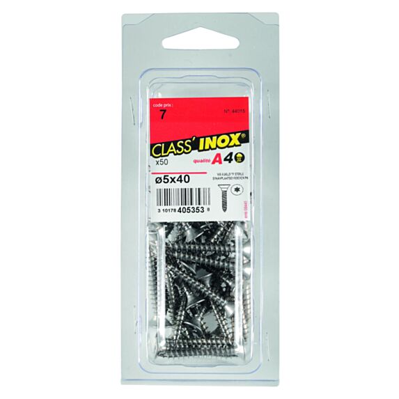 50 Vis agglo tête fraisée étoile inox A4 5x40 - CLASS'INOX