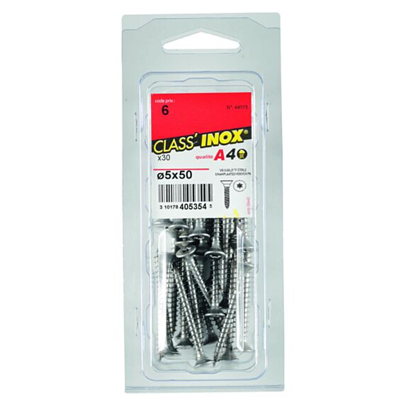 30 Vis agglo tête fraisée étoile inox A4 5x50 - CLASS'INOX