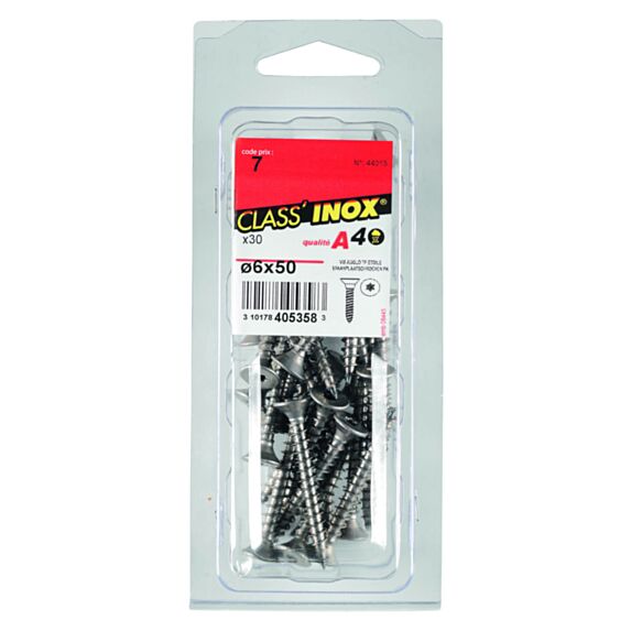 30 Vis agglo tête fraisée étoile inox A4 6x50 - CLASS'INOX