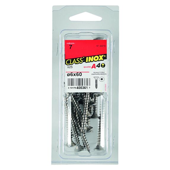 25 Vis agglo tête fraisée étoile inox A4 6x60 - CLASS'INOX