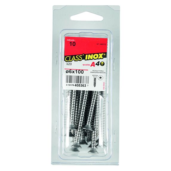 20 Vis agglo tête fraisée étoile inox A4 6x100 - CLASS'INOX