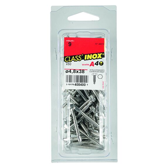 50 vis tôle autoperceuses inox A4 4,8x38 - CLASS'INOX