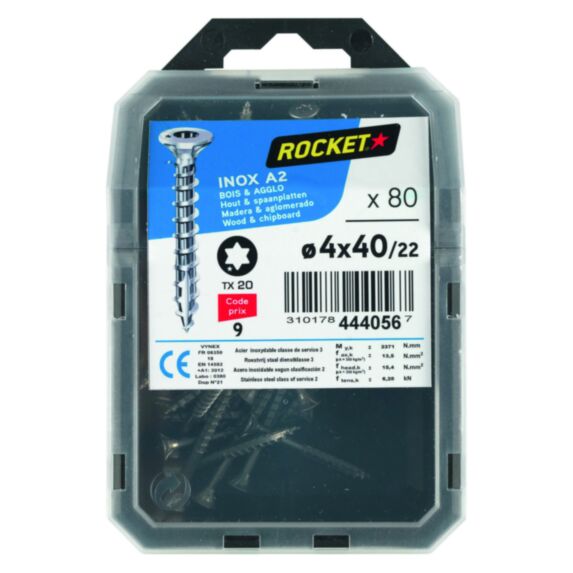 80 vis tête fraisée étoile inox A2 4X40 - ROCKET