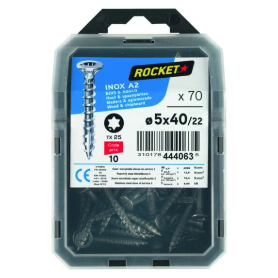 70 vis tête fraisée étoile inox A2 5X40 - ROCKET
