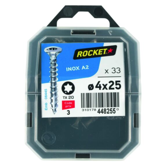 33 vis tête fraisée étoile inox A2 4X25 - ROCKET