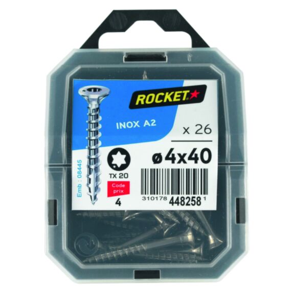26 vis tête fraisée étoile inox A2 4X40 - ROCKET