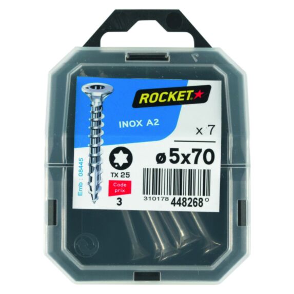 7 vis tête fraisée étoile inox A2 5X70 - ROCKET