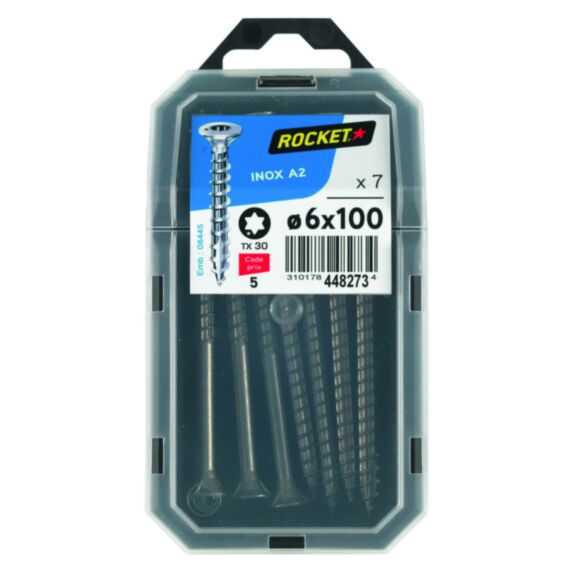 7 vis tête fraisée étoile inox A2 6x100 - ROCKET