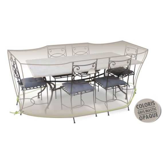 Housse pour table rectangulaire L 240 x l 130 x h 70 cm gris mastic opaque - JARDILINE