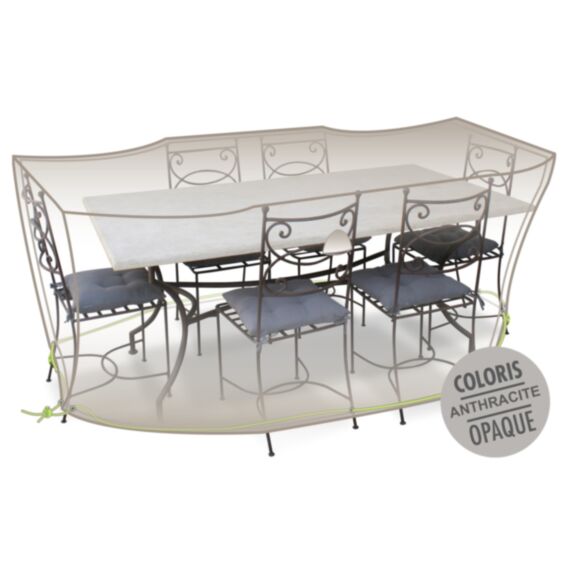 Housse Table rectangulaire + Chaises 6-8 personnes. L 240 x l 130 x h 70 cm