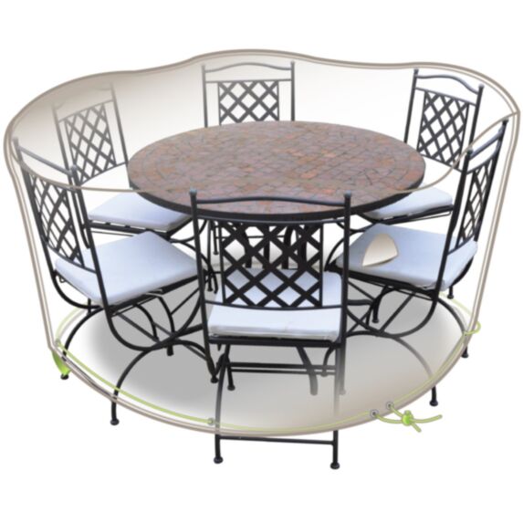 JARDILINE  - COVER AIR -Housse table ronde + chaises 6 personnes