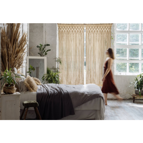 Rideau de porte Macramé Bohème 90x200cm beige - MOREL