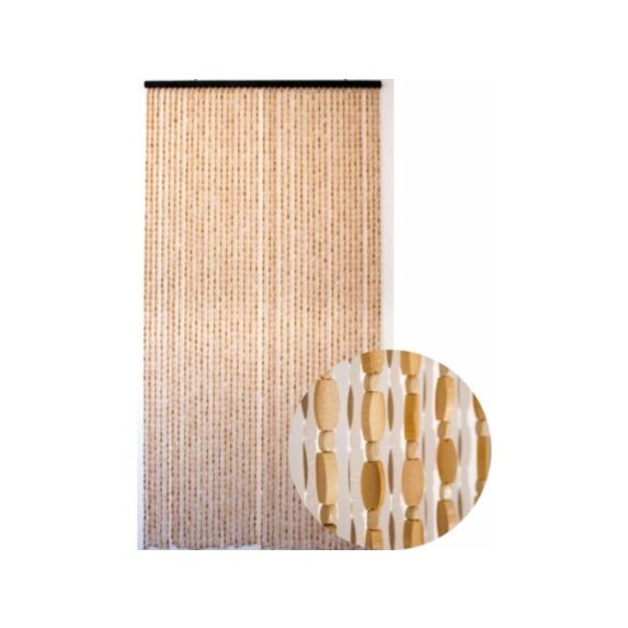 Rideau de porte en bambou et perles de bois 90x200cm MOREL