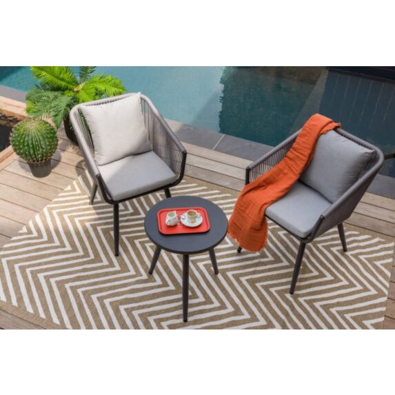 Salon de jardin détente Amorgos 2 personnes en corde tressée gris - JARDILINE