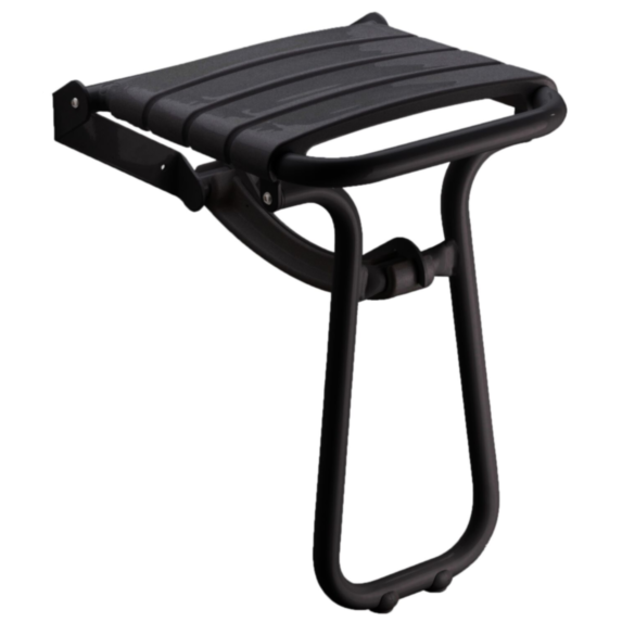 Siege De Douche Mural Escamotable Pied Aluminium Noir Mat