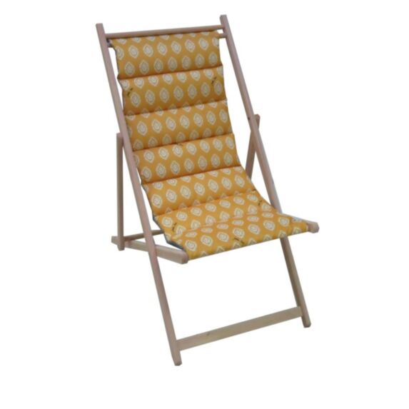 Chilienne matelassée hêtre + toile coton Calisson curcuma - JARDIN PRIVÉ