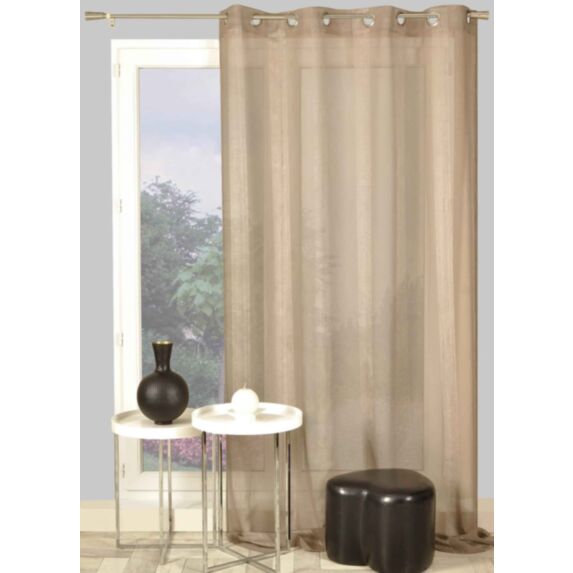 Voilage œillets étamine fine rayure taupe 140x240cm - DYLREV