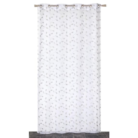 Voilage œillets étamine brodée fil lurex gris 140x240cm - DYLREV