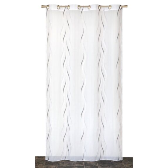 Voilage œillets étamine jacquard fils coupés gris 140x240cm - DYLREV