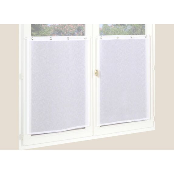 Paire de vitrages étamine aspect lin blanc 60x90cm