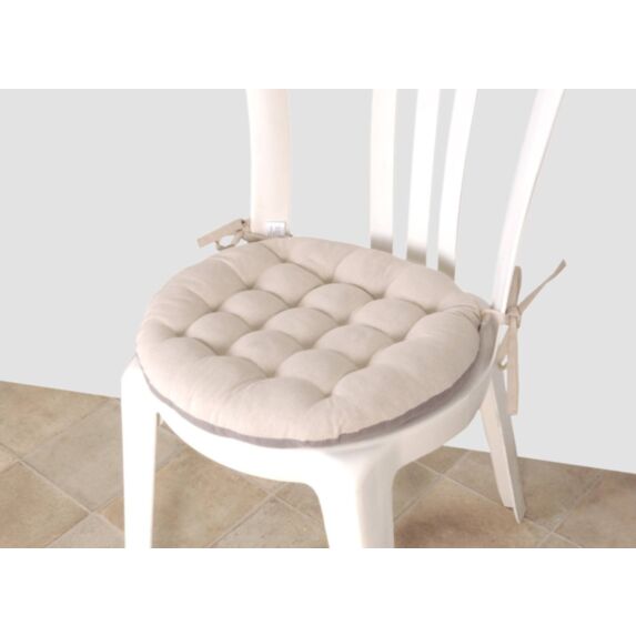 Coussin de chaise ronde bicolore 40x40 cms galet/gris
