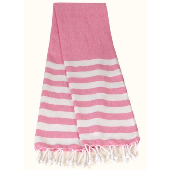 Fouta rayée avec franges 90x180 cm rose