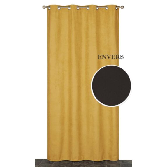 Rideau thermique à oeillets suédé moutarde 140x240cm
